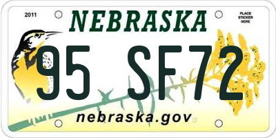 NE license plate 95SF72