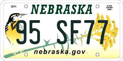 NE license plate 95SF77