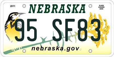 NE license plate 95SF83