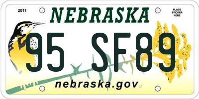 NE license plate 95SF89