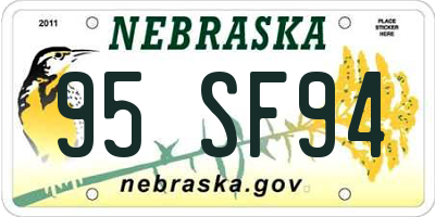 NE license plate 95SF94