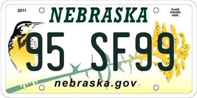 NE license plate 95SF99