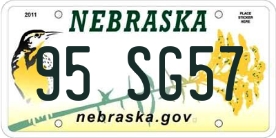NE license plate 95SG57