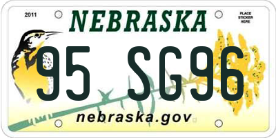 NE license plate 95SG96