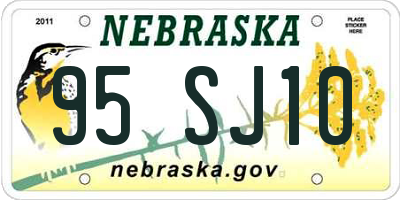 NE license plate 95SJ10