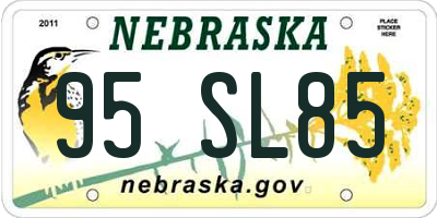 NE license plate 95SL85
