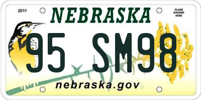 NE license plate 95SM98