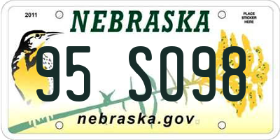 NE license plate 95SO98