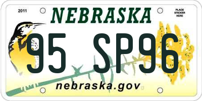 NE license plate 95SP96