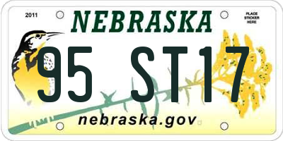 NE license plate 95ST17