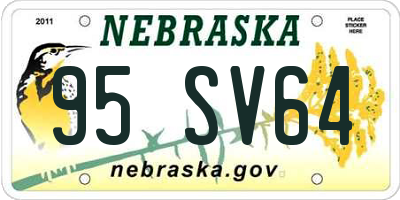 NE license plate 95SV64