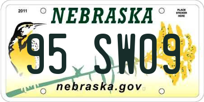 NE license plate 95SW09