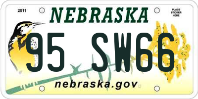 NE license plate 95SW66