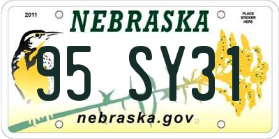 NE license plate 95SY31