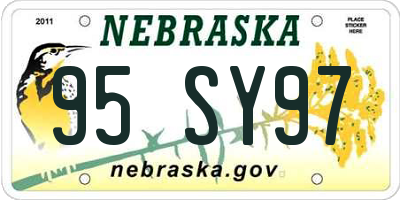 NE license plate 95SY97