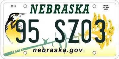 NE license plate 95SZ03