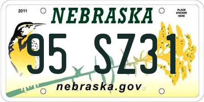 NE license plate 95SZ31