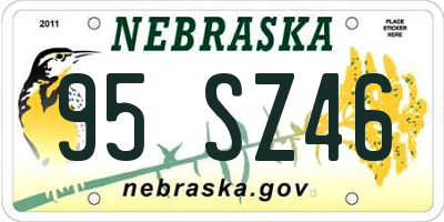 NE license plate 95SZ46