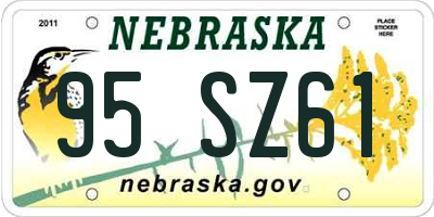 NE license plate 95SZ61