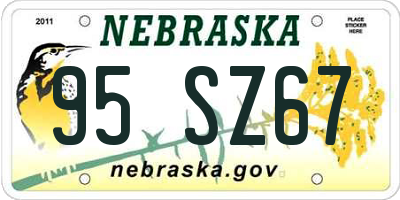 NE license plate 95SZ67