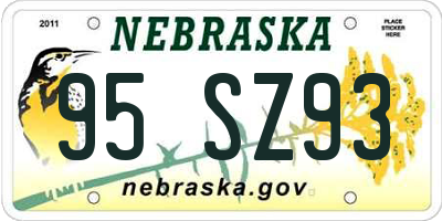 NE license plate 95SZ93