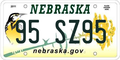 NE license plate 95SZ95