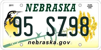 NE license plate 95SZ98