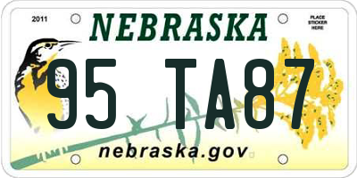 NE license plate 95TA87