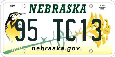 NE license plate 95TC13