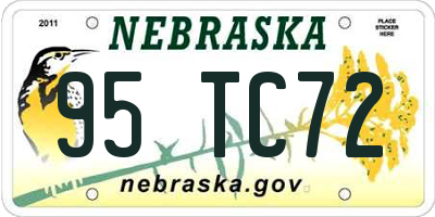 NE license plate 95TC72