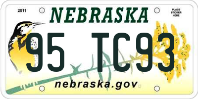 NE license plate 95TC93