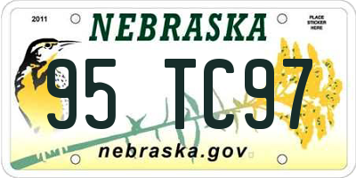 NE license plate 95TC97
