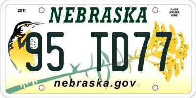 NE license plate 95TD77