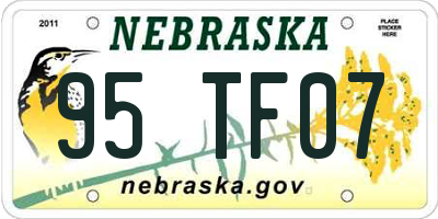 NE license plate 95TF07