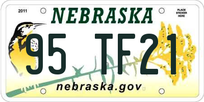NE license plate 95TF21