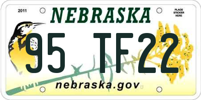 NE license plate 95TF22
