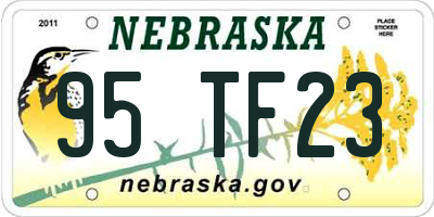 NE license plate 95TF23