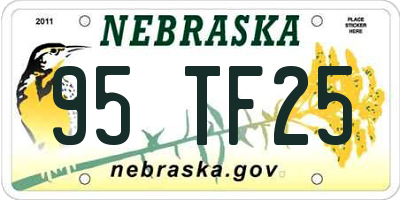 NE license plate 95TF25