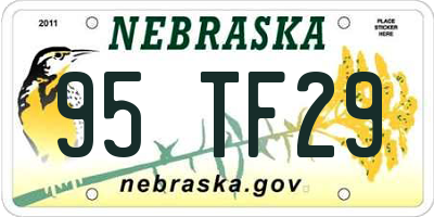 NE license plate 95TF29