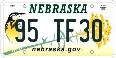 NE license plate 95TF30