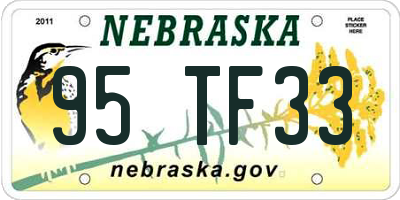 NE license plate 95TF33