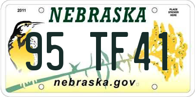 NE license plate 95TF41