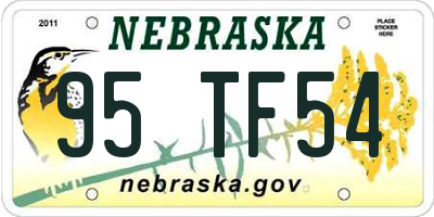 NE license plate 95TF54