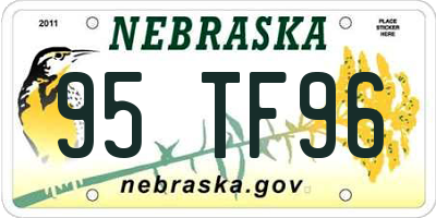 NE license plate 95TF96