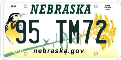 NE license plate 95TM72