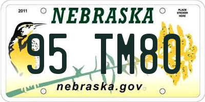 NE license plate 95TM80