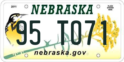 NE license plate 95TO71