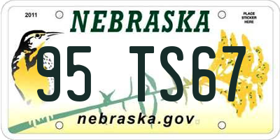 NE license plate 95TS67