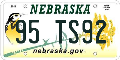 NE license plate 95TS92