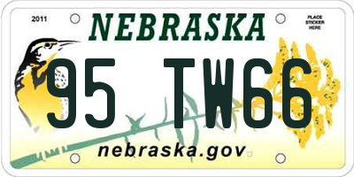NE license plate 95TW66